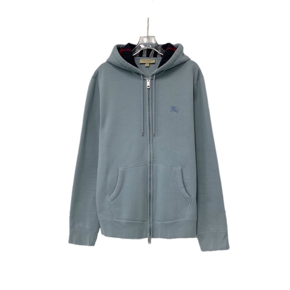 Burberry Blue Cotton Zip-Up Hoodie